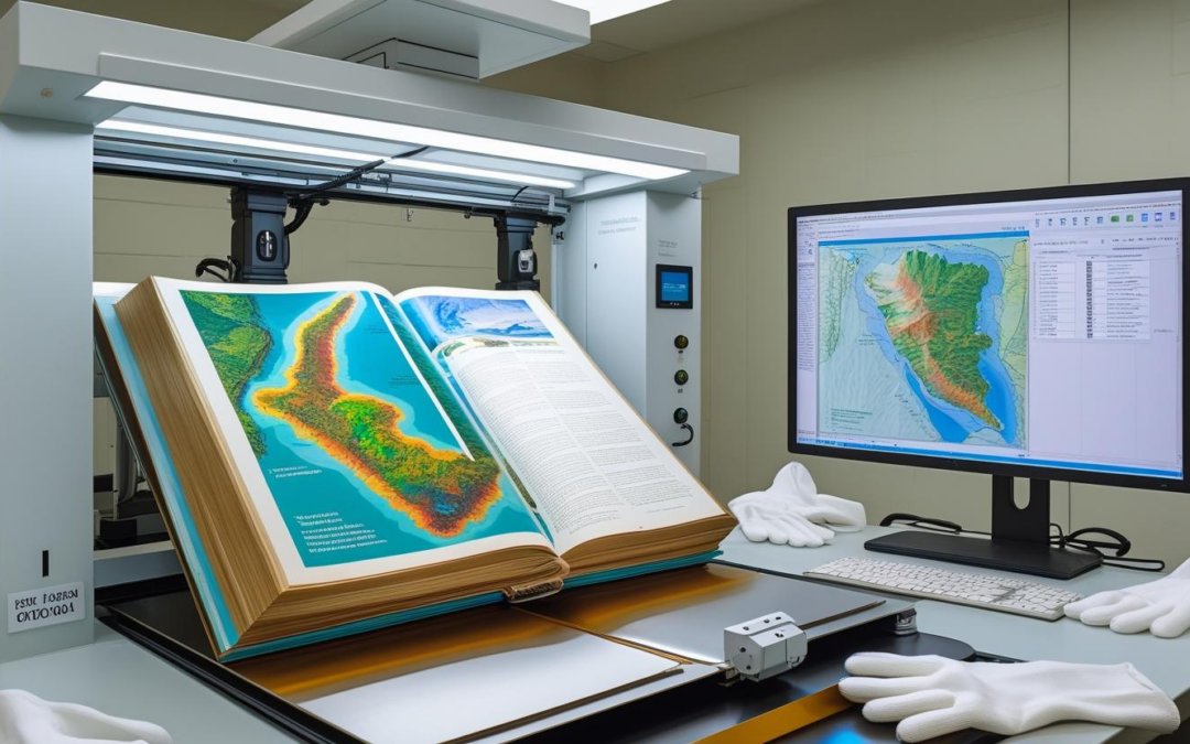 Cradle mounted overhead scanner preserving large conservation book
