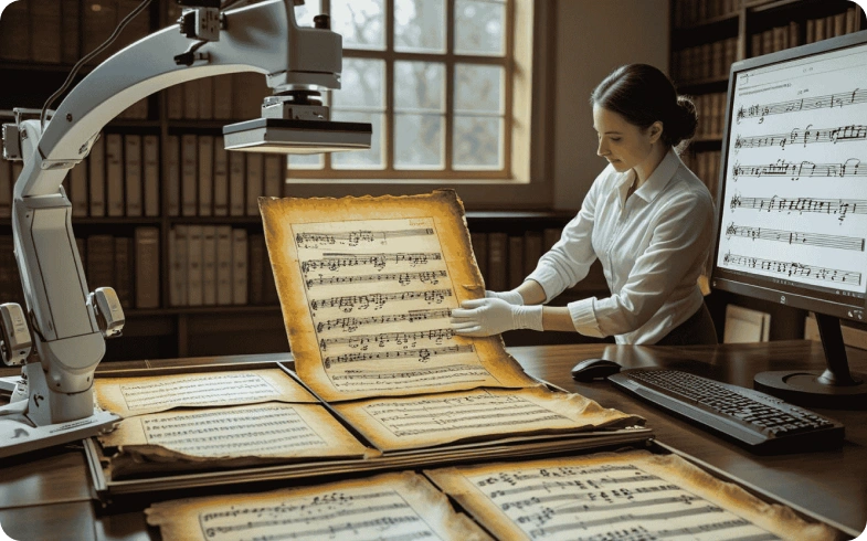 OCR-enhanced music manuscript with annotated counterpoint analysis