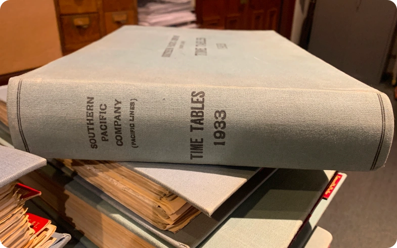 1933 Southern Pacific timetable digitized by eRecordsUSA for California State Library