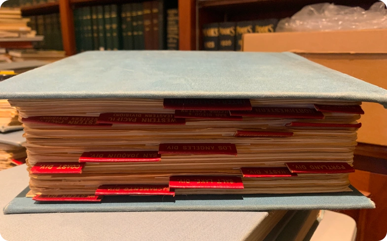 Fragile archival bound volume digitized by eRecordsUSA for the California State Library