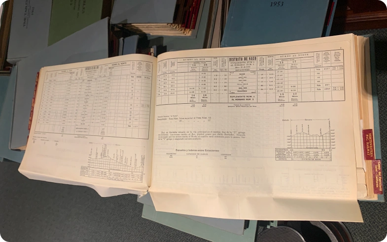 Historic Mexican train schedule for Distrito de Naco digitized by eRecordsUSA for California State Library