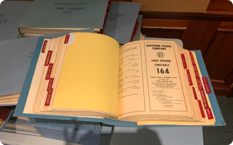 Southern Pacific Company timetable digitized by eRecordsUSA for the California State Library